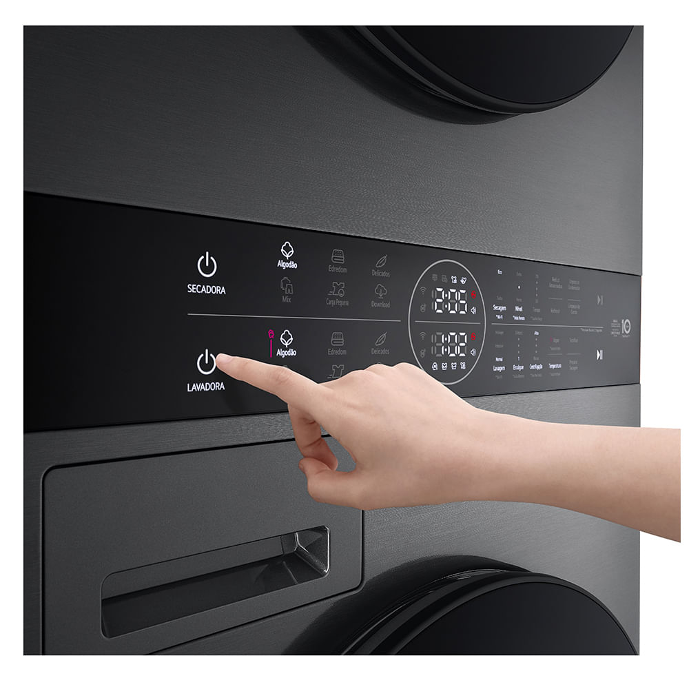 Lava e Seca Torre Smart LG WashTower 14kg Black Inox com AIDD™ WK14BS6