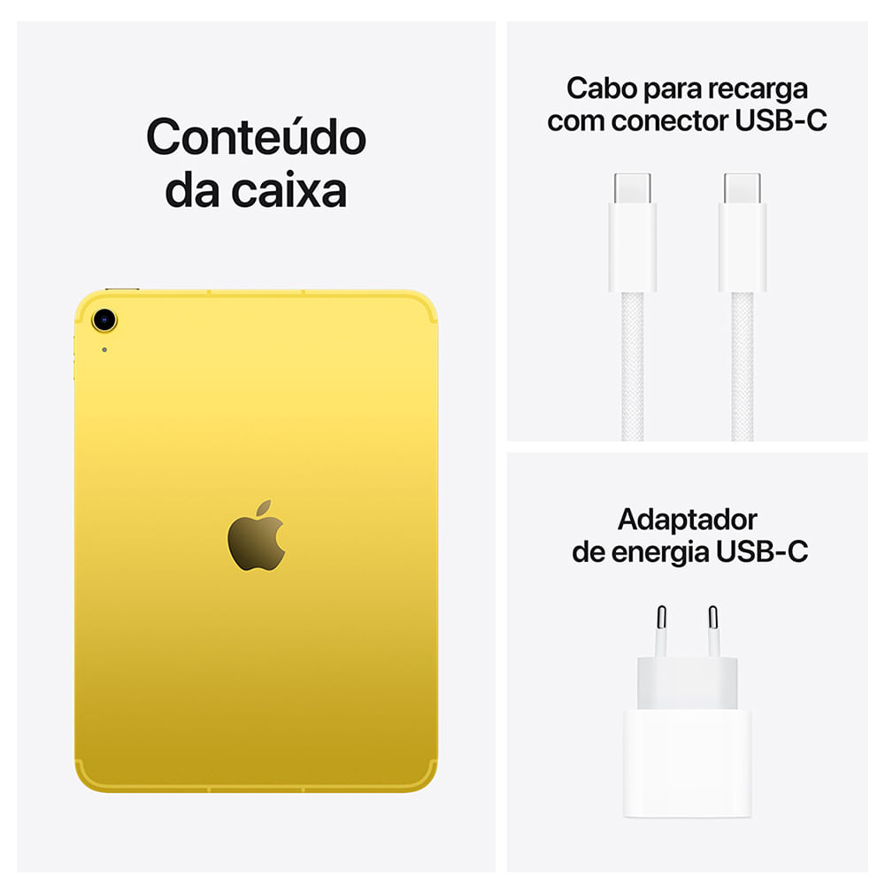 Apple iPad 11, Chip A16, (Wi-Fi + Cellular, 512GB) - Amarelo
