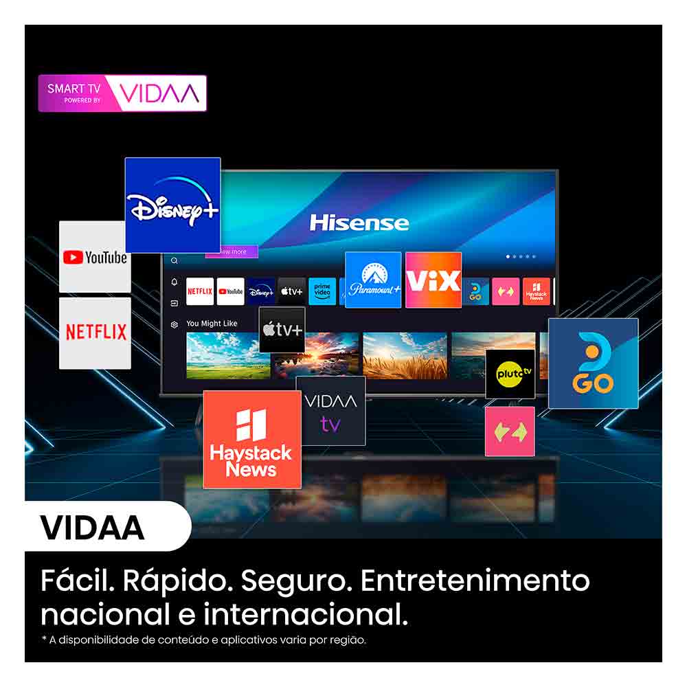 Smart TV Hisense UHD 4K DLED 58" Polegadas 58A6K com Sleep Timer, Entrada HDMI e Wi-Fi