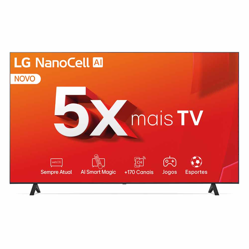 Smart TV 4K LG NanoCell 55" Polegadas 55NANO80TSA, Processador a5 Ger7 AI, Alexa, Controle Smart Magic e Wi-Fi