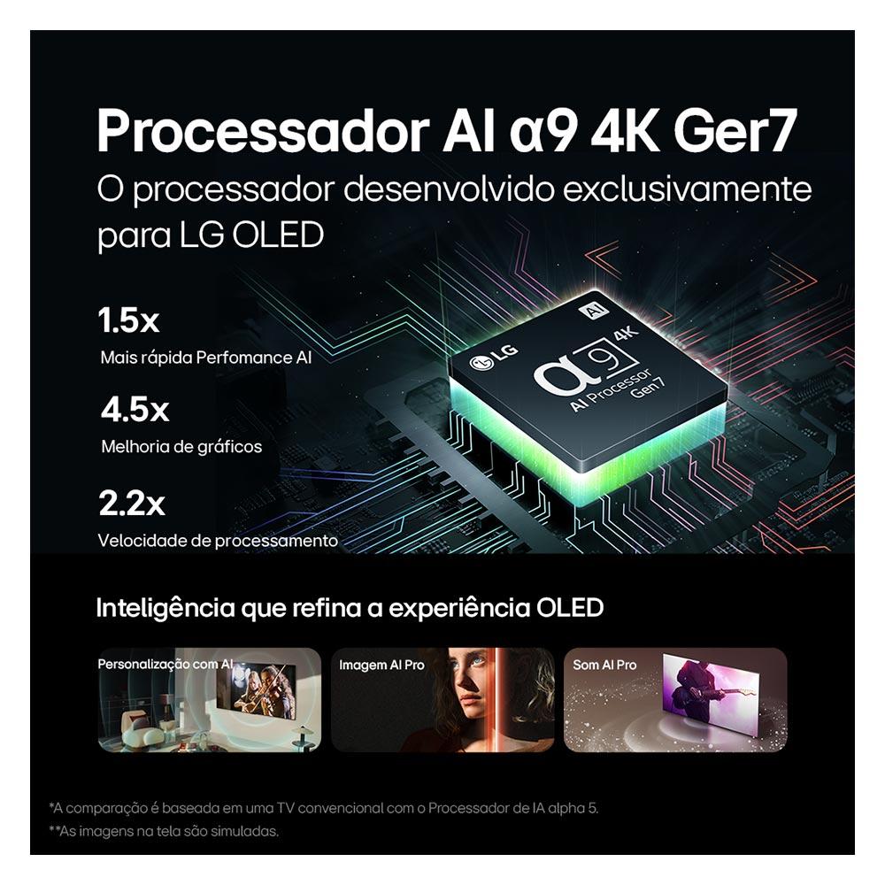 Smart TV 4K LG OLED Evo 65" Polegadas OLED65C4, Processador a9 Ger7, AI, Painel 144Hz e Design Ultra Slim