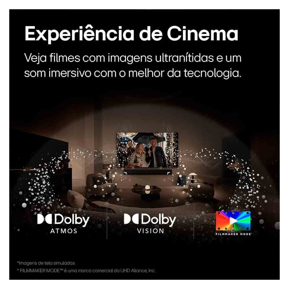 Smart TV LG QNED MiniLED 65" Polegadas 65QNED90T, Processador a8 AI, Quantum Dot, webOS 24 e Wi-Fi