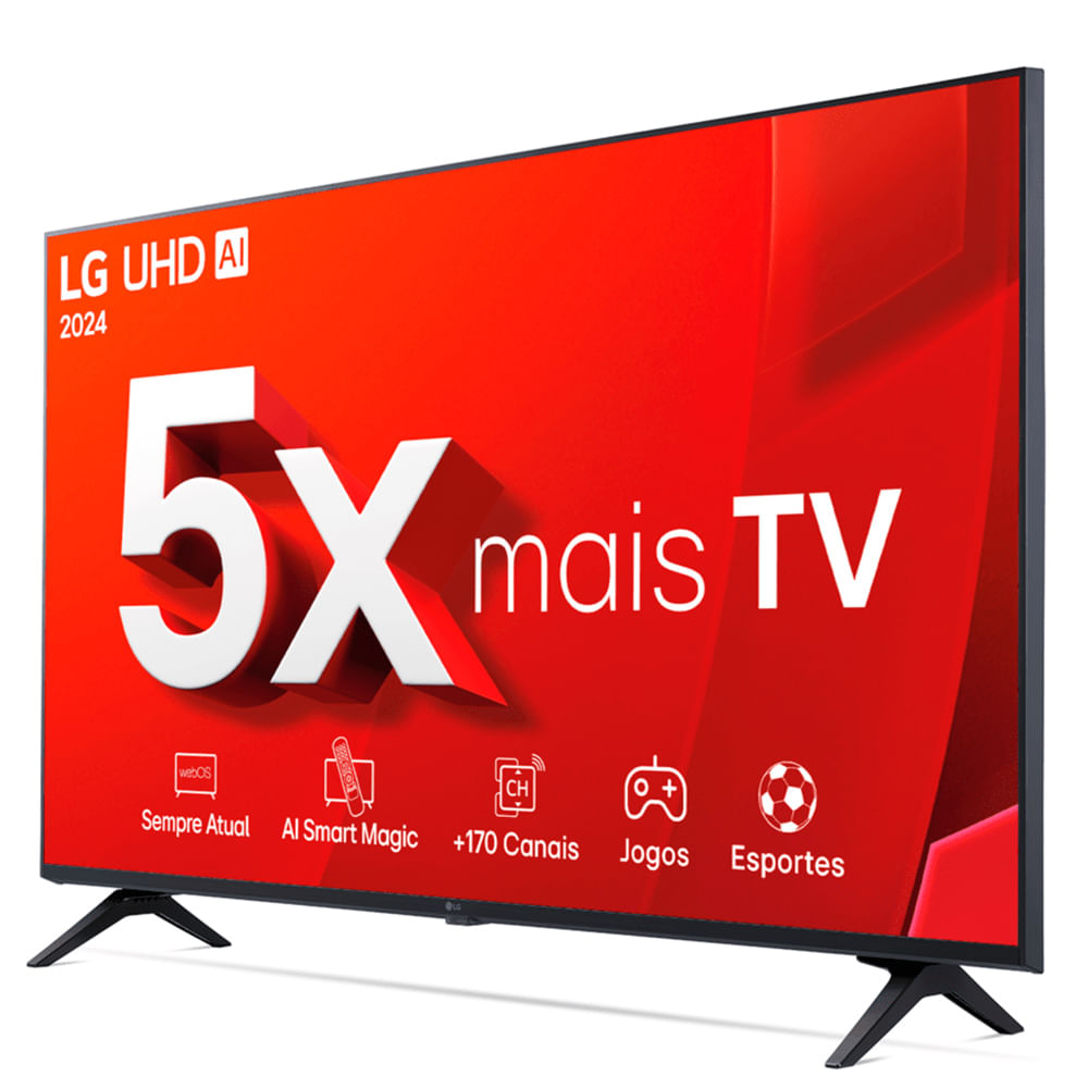 Smart TV LG 4K 43" UHD Processador a5 Ger7 AI Alexa/Chromecast Integrado Otimizador de Jogos webOS 24 - 43UT8000PSA
