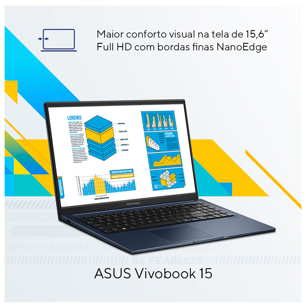 Notebook ASUS VivoBook 15, Intel Core i5, 8GB, 512GB SSD, W11 Home, 15.6'' FHD, Quiet Blue - X1504VA-NJ1743W