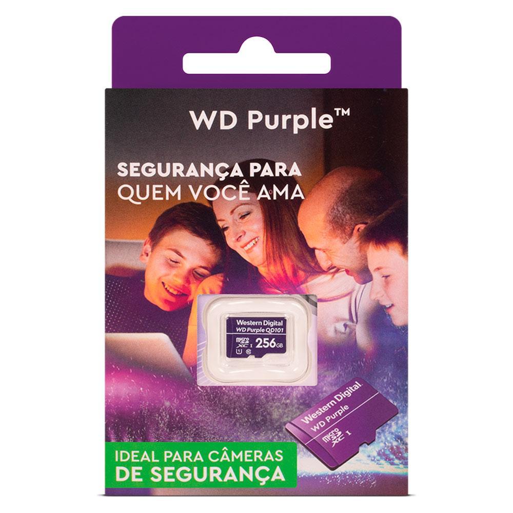 Cartão De Memória Micro-SD 256 GB WD Purple™ Intelbras Durabilidade 5x Maior, Gravação Contínua 24/7