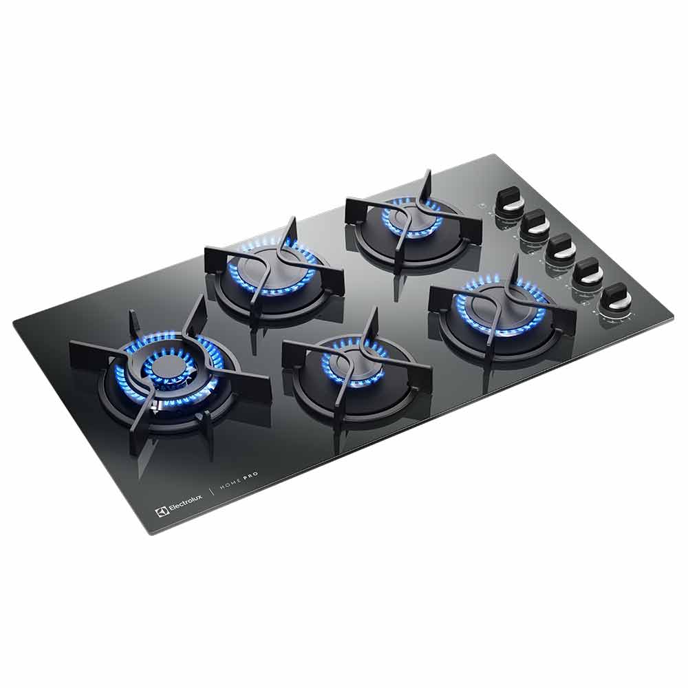Cooktop a Gás Electrolux Home Pro em Vidro com 05 Bocas Preto - KE5HP