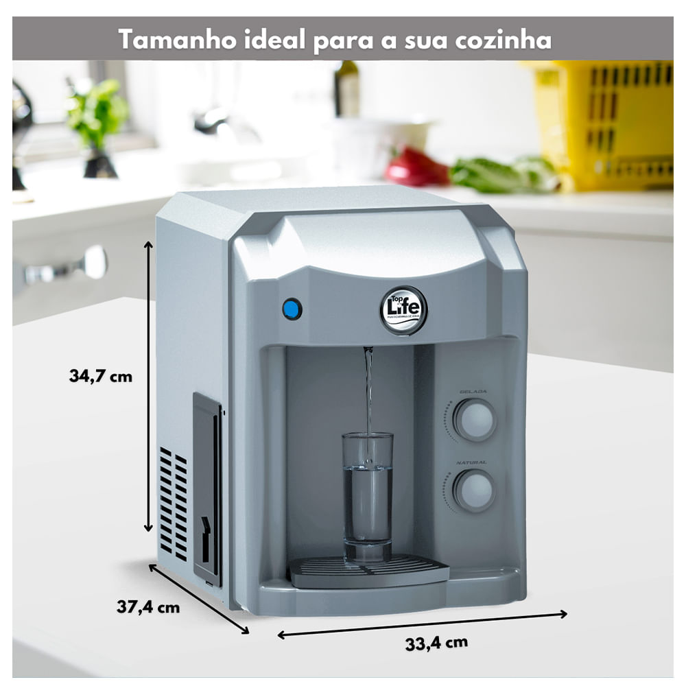 Purificador de água Alcalino e com Ozônio NEW OXI HE Top Life - Prata