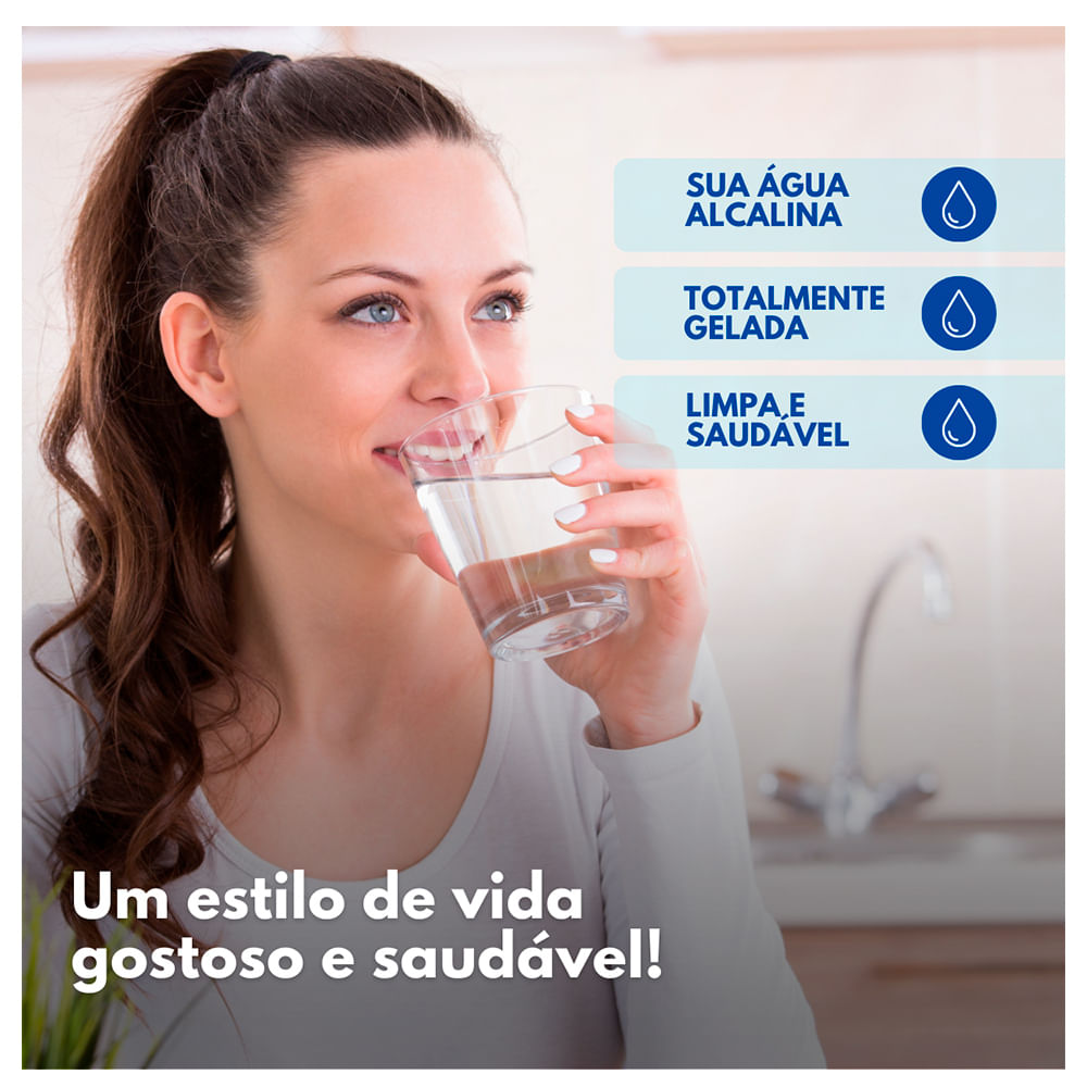 Purificador de água Alcalino e com Ozônio NEW OXI HE Top Life - Prata