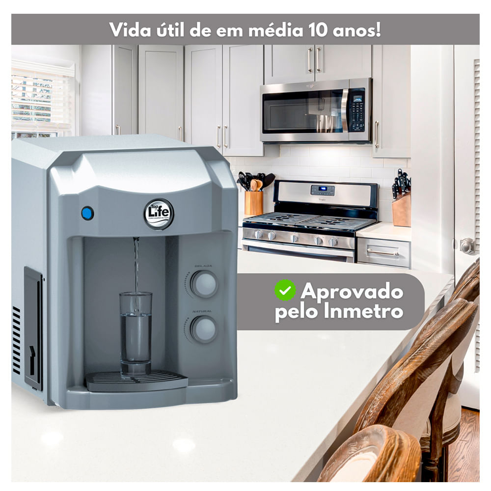 Purificador de água Alcalino e com Ozônio NEW OXI HE Top Life - Prata