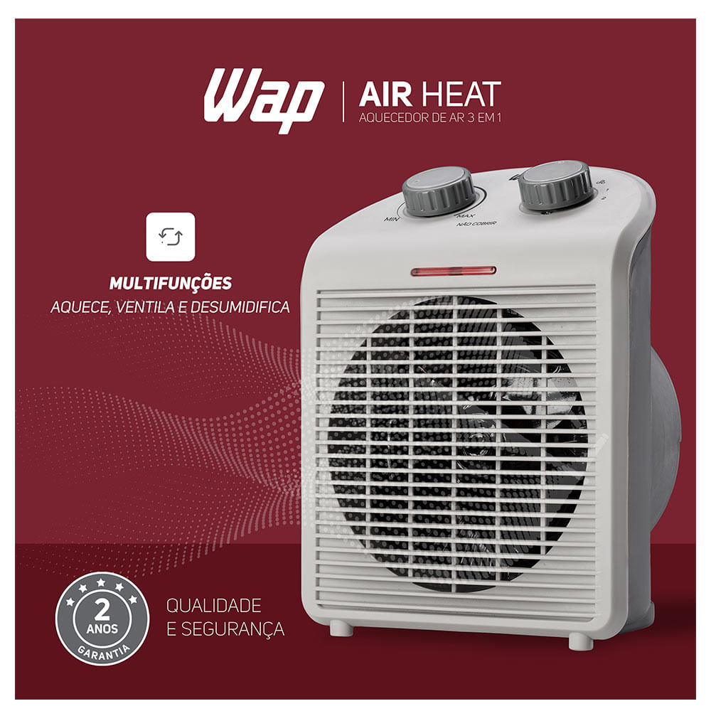 Aquecedor Elétrico Wap Air Heat 3 em 1