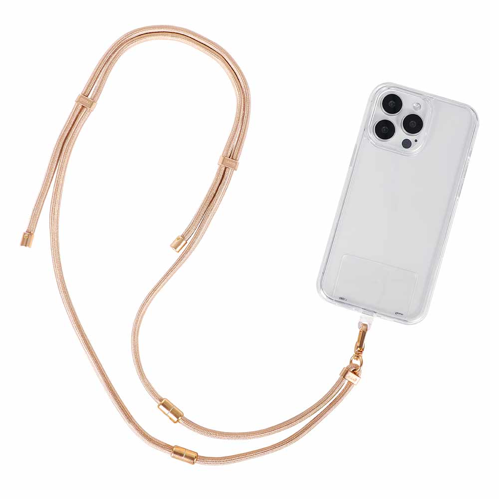 Cordão para Celular Dual Style Universal Ajustável 2x1 Dourado com Acessórios Dourado Geonav - CDU02L03