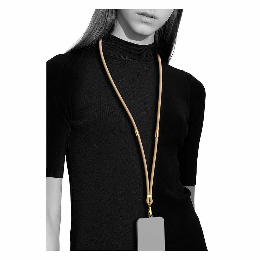 Cordão para Celular Dual Style Universal Ajustável 2x1 Dourado com Acessórios Dourado Geonav - CDU02L03