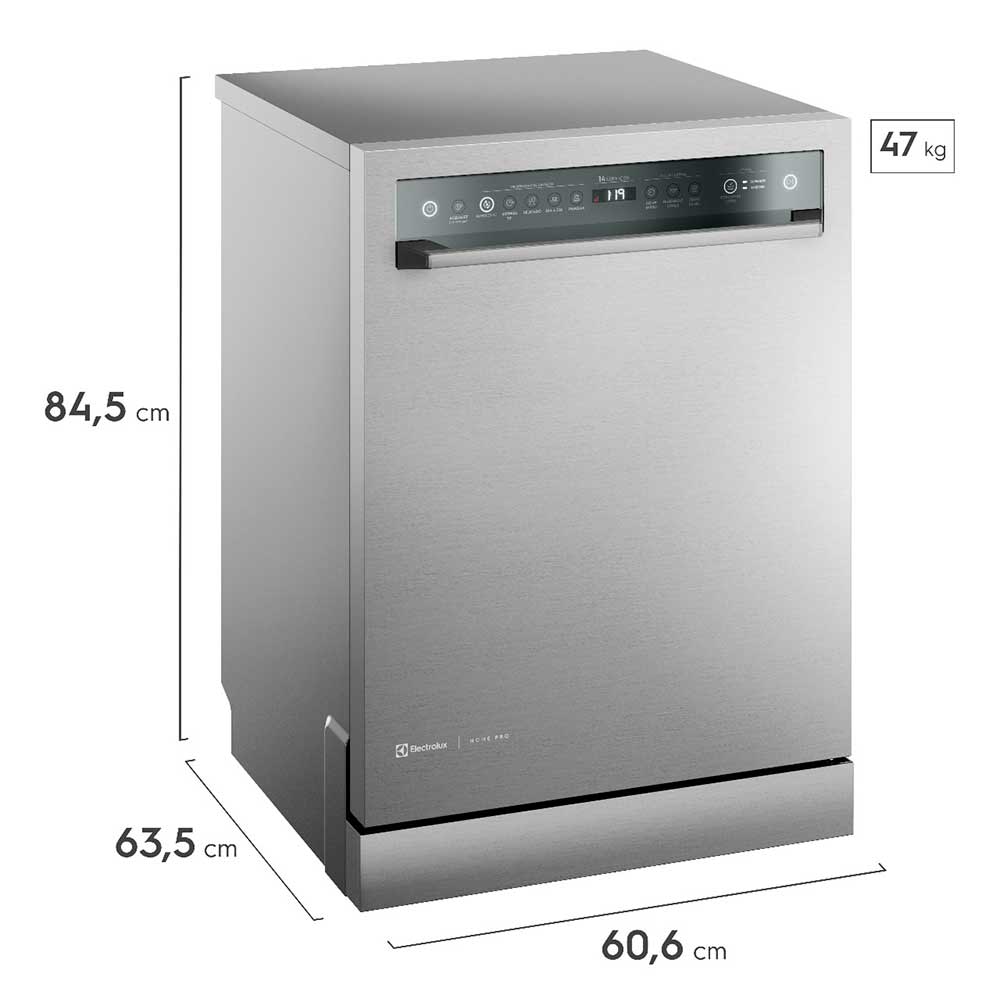 Lava-Louças Electrolux 14 Serviços Inox Home Pro com 05 Programas de Lavagem e Função Higienizar - LS14X
