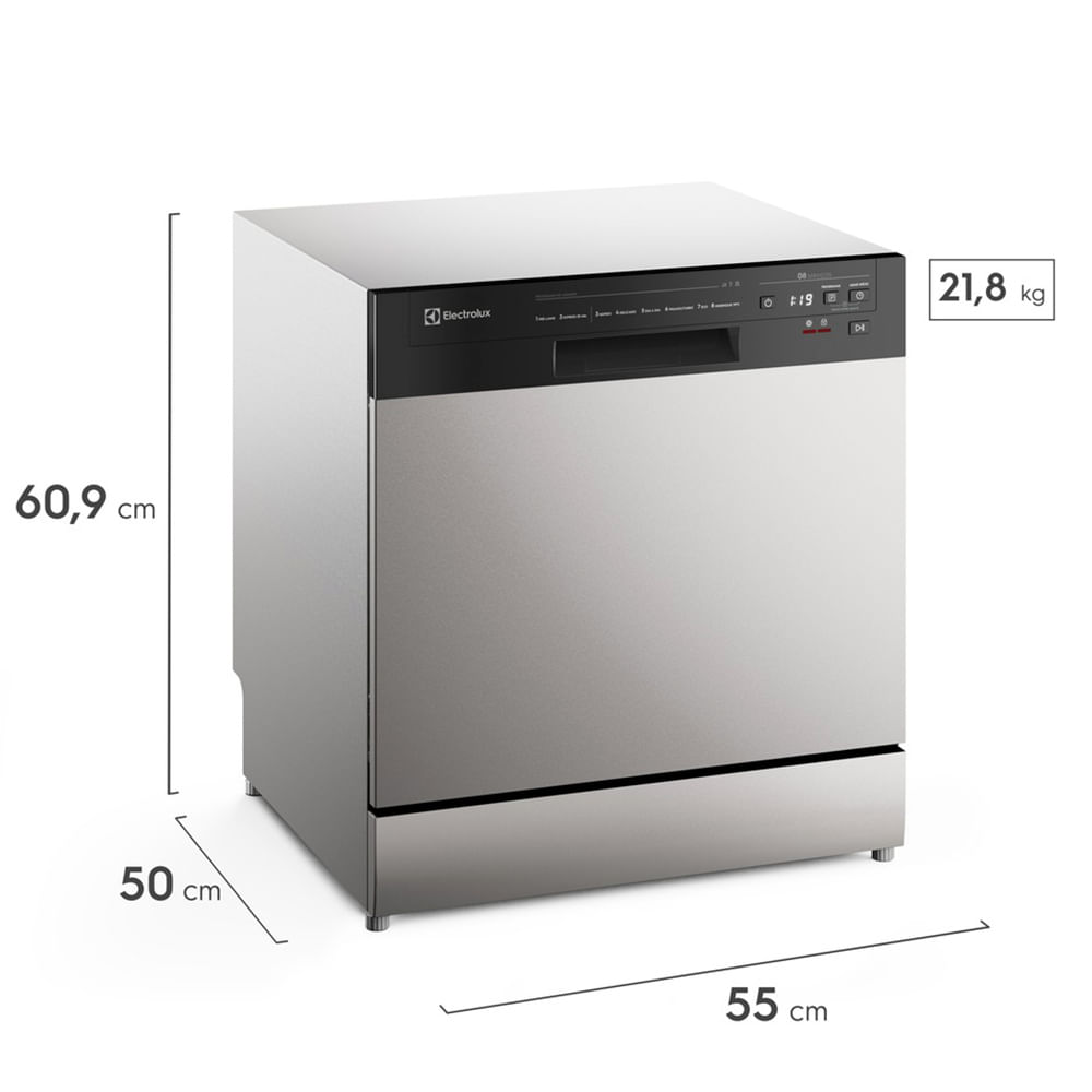 Lava-Louça Electrolux 8 Serviços Inox com Programa Lava e Seca 50' (LS08E) 127V