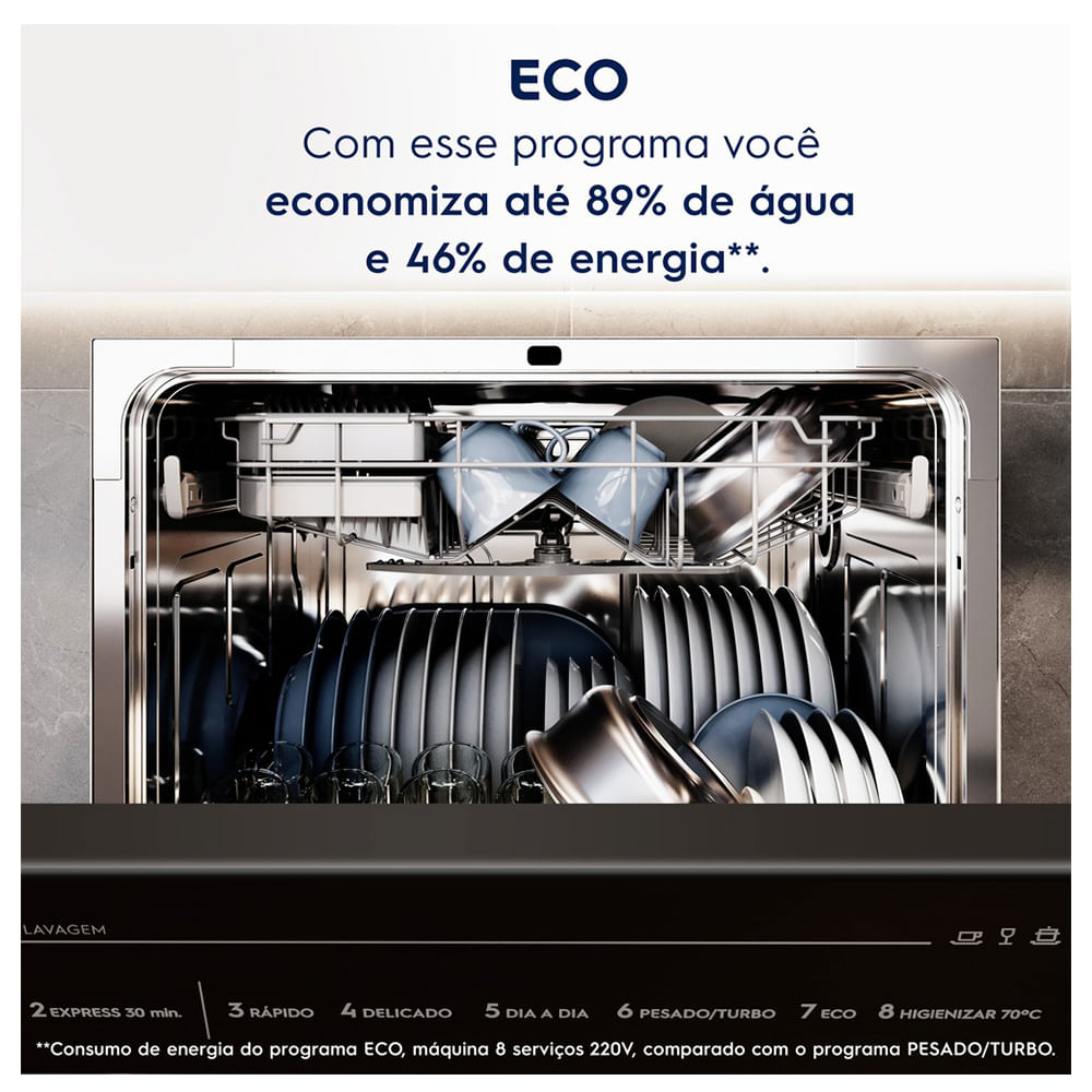 Lava-Louça Electrolux 8 Serviços Inox com Programa Lava e Seca 50' (LS08E) 127V