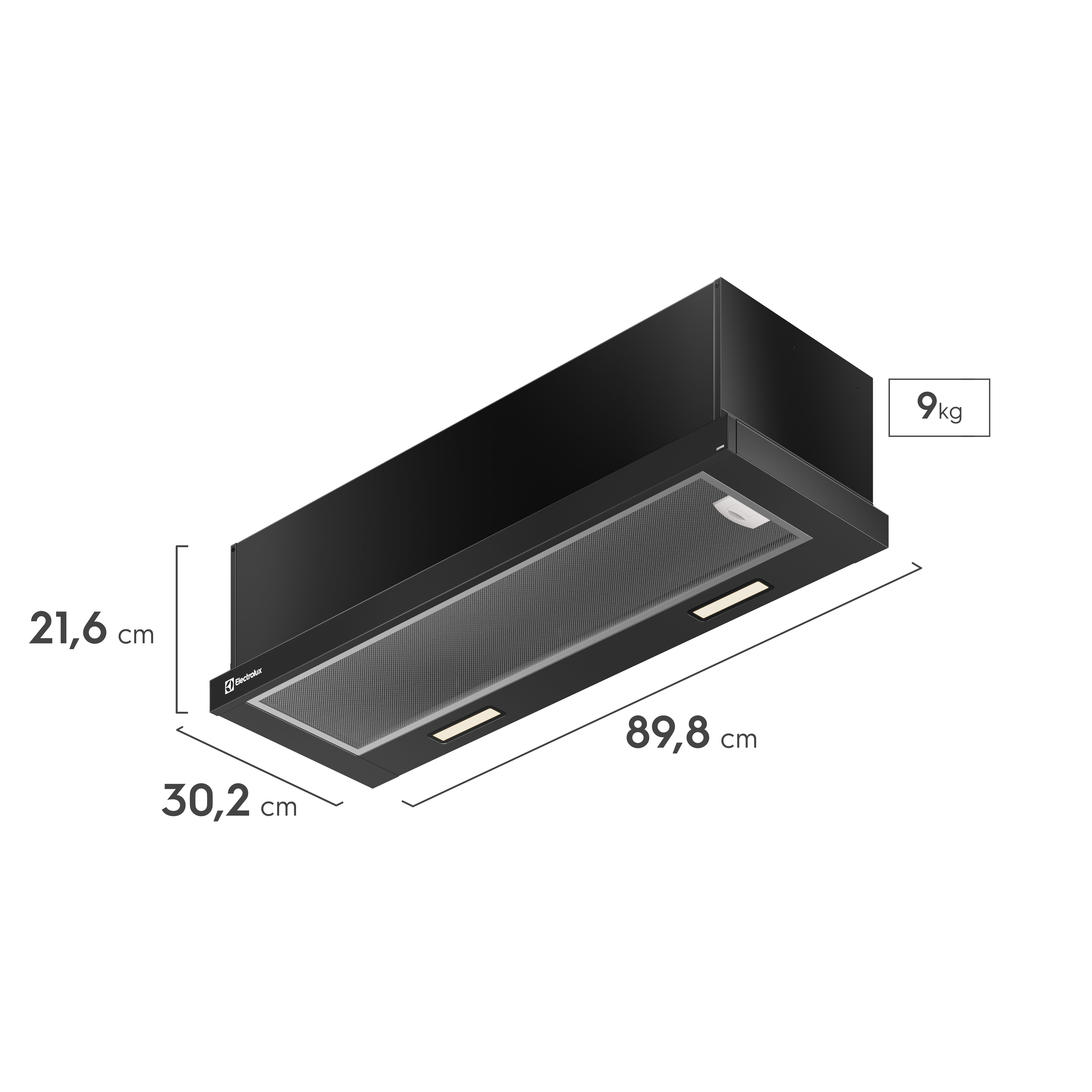 Depurador de Ar Electrolux 90cm Retrátil Preto Efficient com Luz de Led (DE9RB)