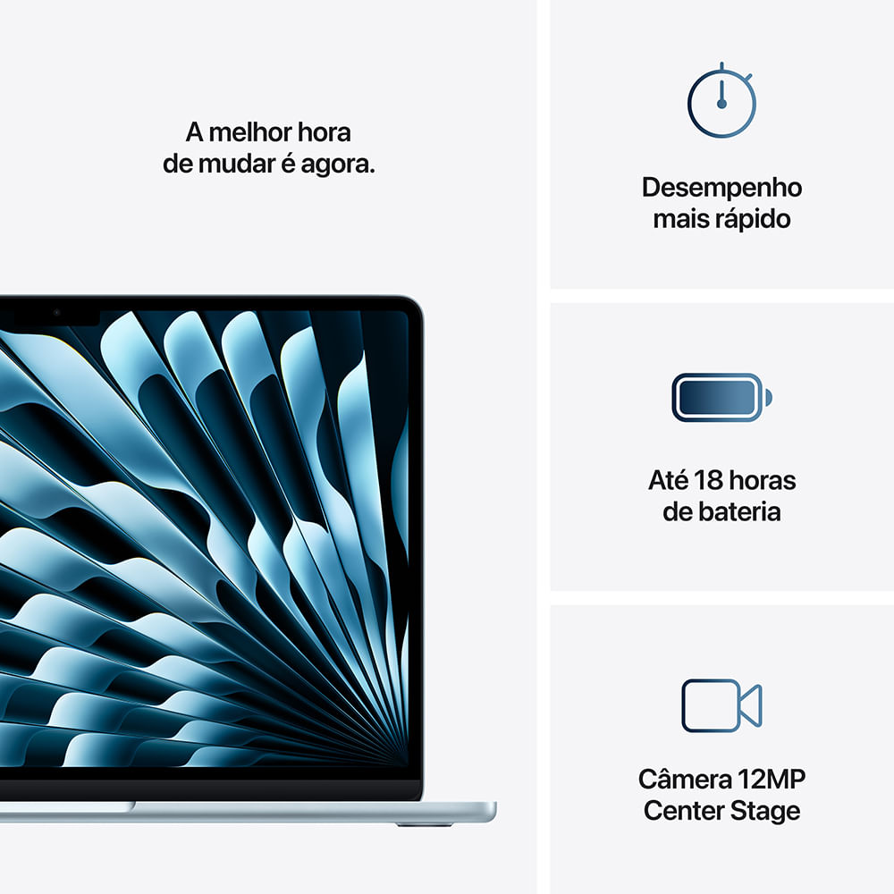 MacBook Air 15" Apple M4 (16GB RAM 256GB SSD) - Azul-céu