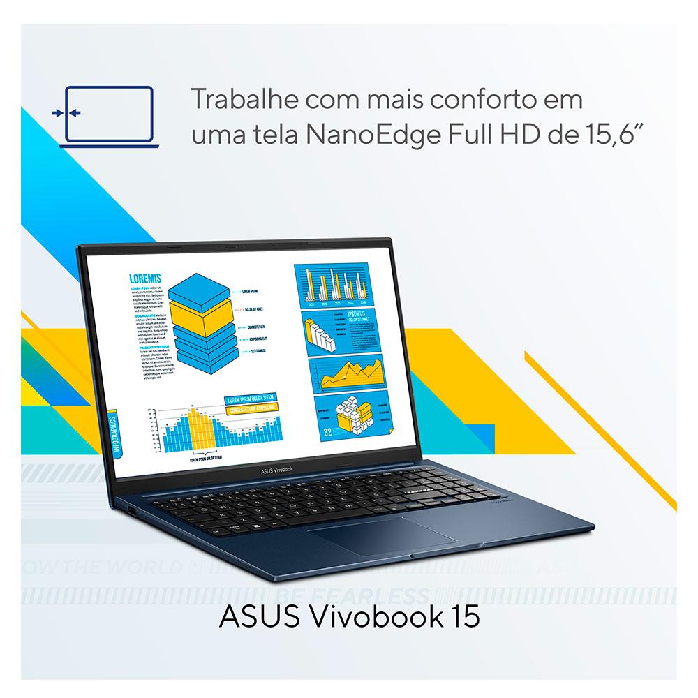 Notebook Asus Vivobook 15, Intel Core i5-1235U, 8GB/512GB SSD, Win11, Tela 15,6" - X1504ZA-NJ987W