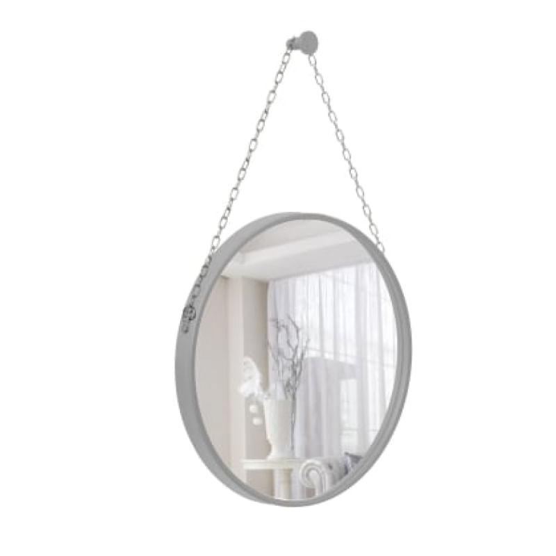 Espelho Decorativo Adnet Alça Corrente 30cm Redondo Cinza