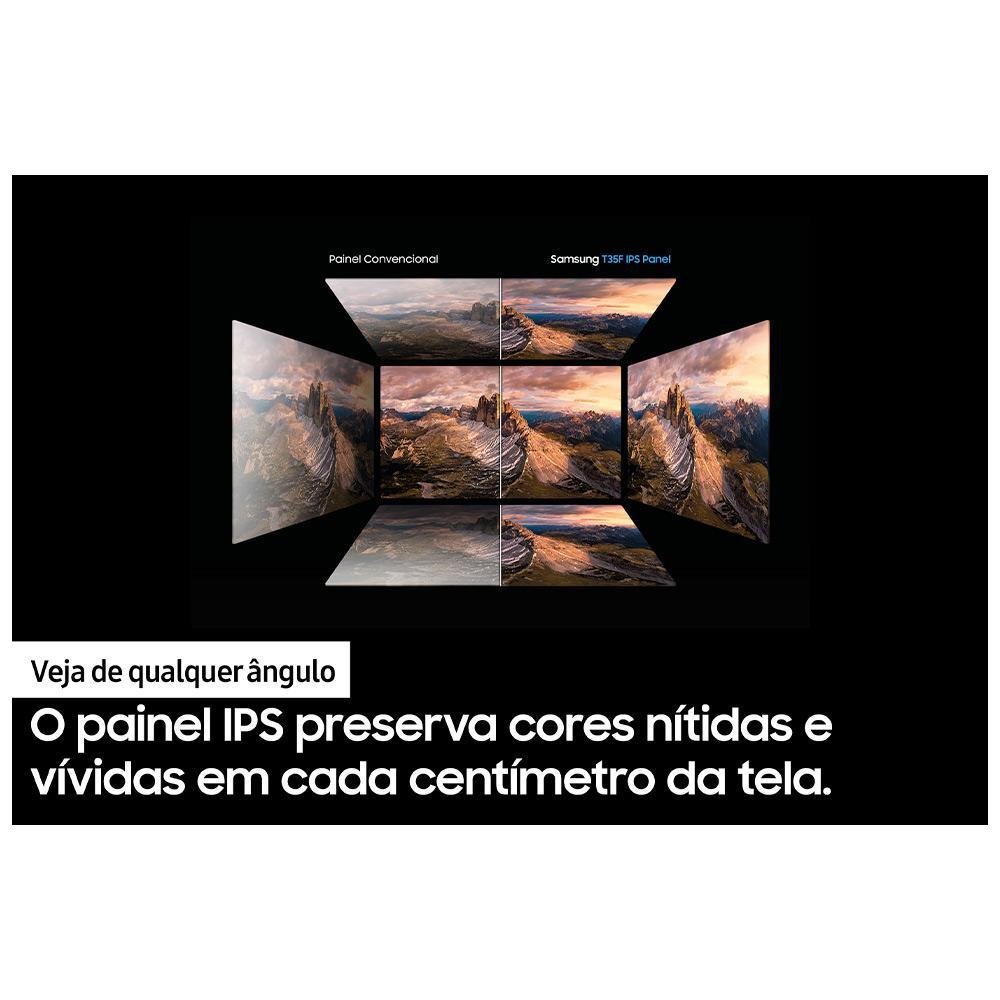 Monitor Gamer T350 24” Samsung FHD, 75Hz, HDMI, VGA, Freesync - LF24T350FHLMZD
