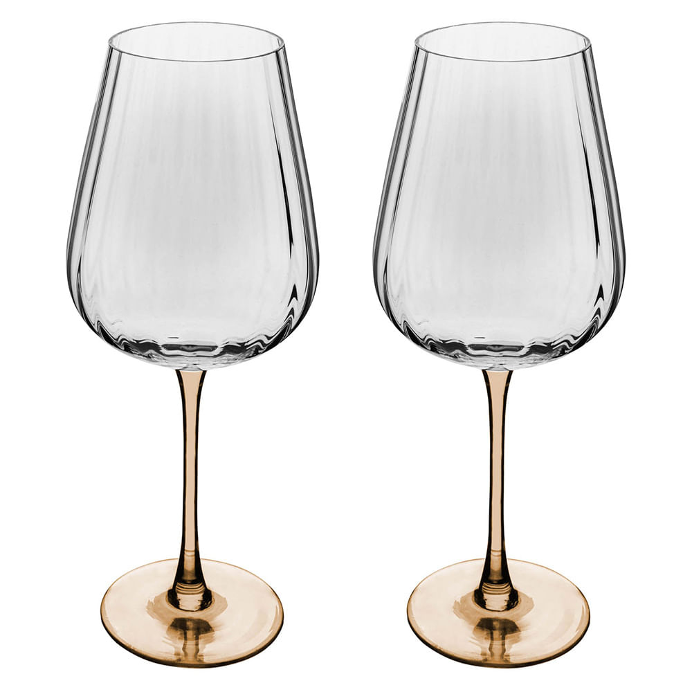 Conjunto com 2 Taças de Vinho com Haste âmbar Classic em Vidro 560ml - Wolff Mesa