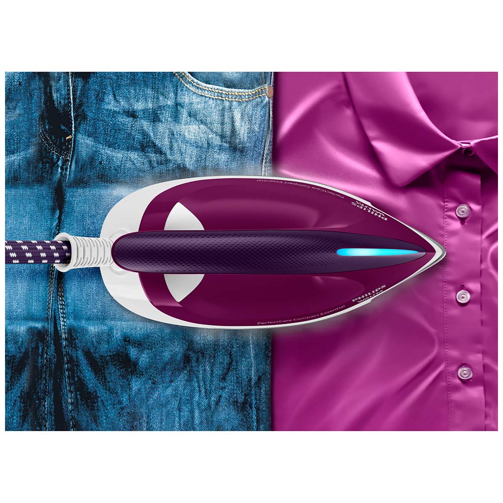Ferro a Vapor Philips Walita Branco e Roxo PerfectCare Compact Essential com Função Autolimpeza - GC6842