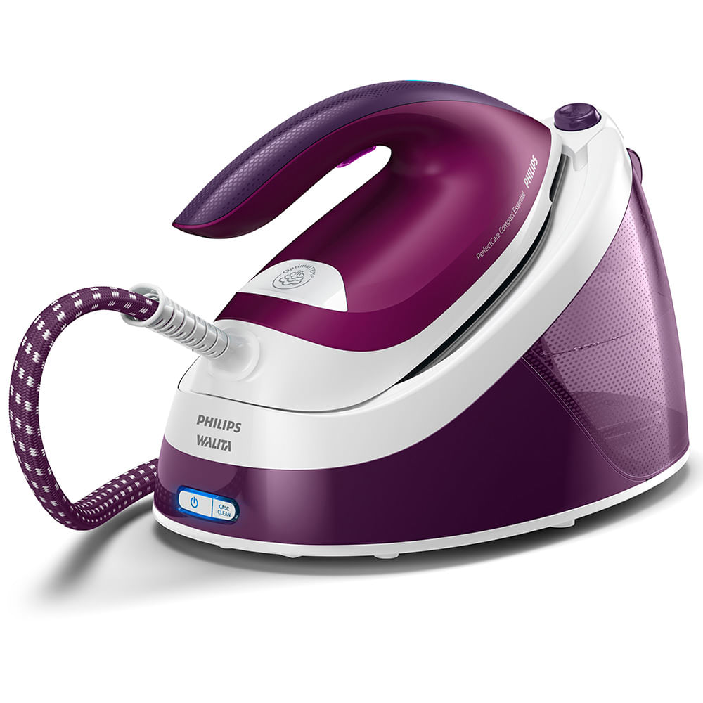 Ferro a Vapor Philips Walita Branco e Roxo PerfectCare Compact Essential com Função Autolimpeza - GC6842