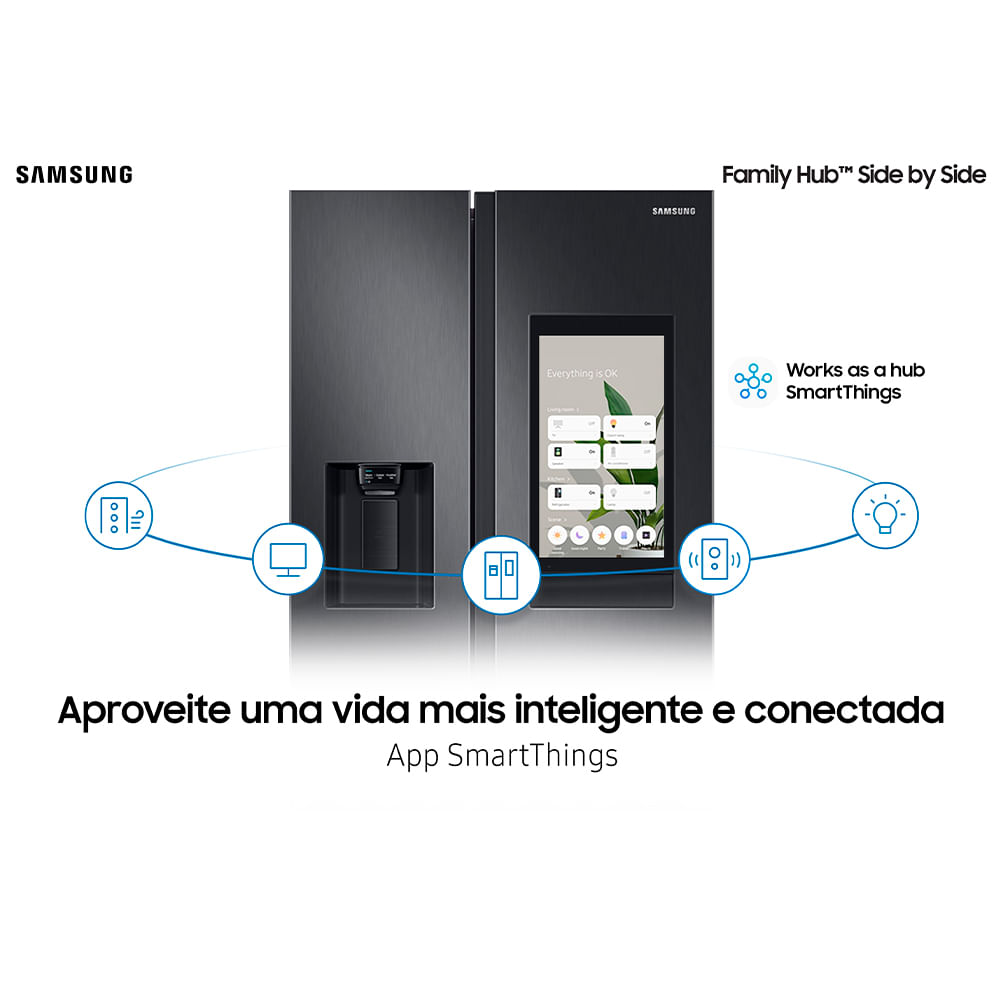 Refrigerador Side by Side Family Samsung de 02 Portas Frost Free, 585 Litros, Painel Eletrônico, Inox e Preto - RS58T5561B1
