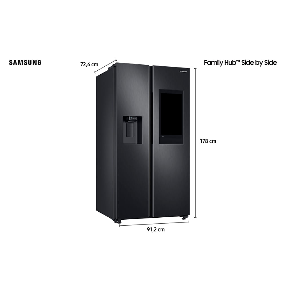 Refrigerador Side by Side Family Samsung de 02 Portas Frost Free, 585 Litros, Painel Eletrônico, Inox e Preto - RS58T5561B1