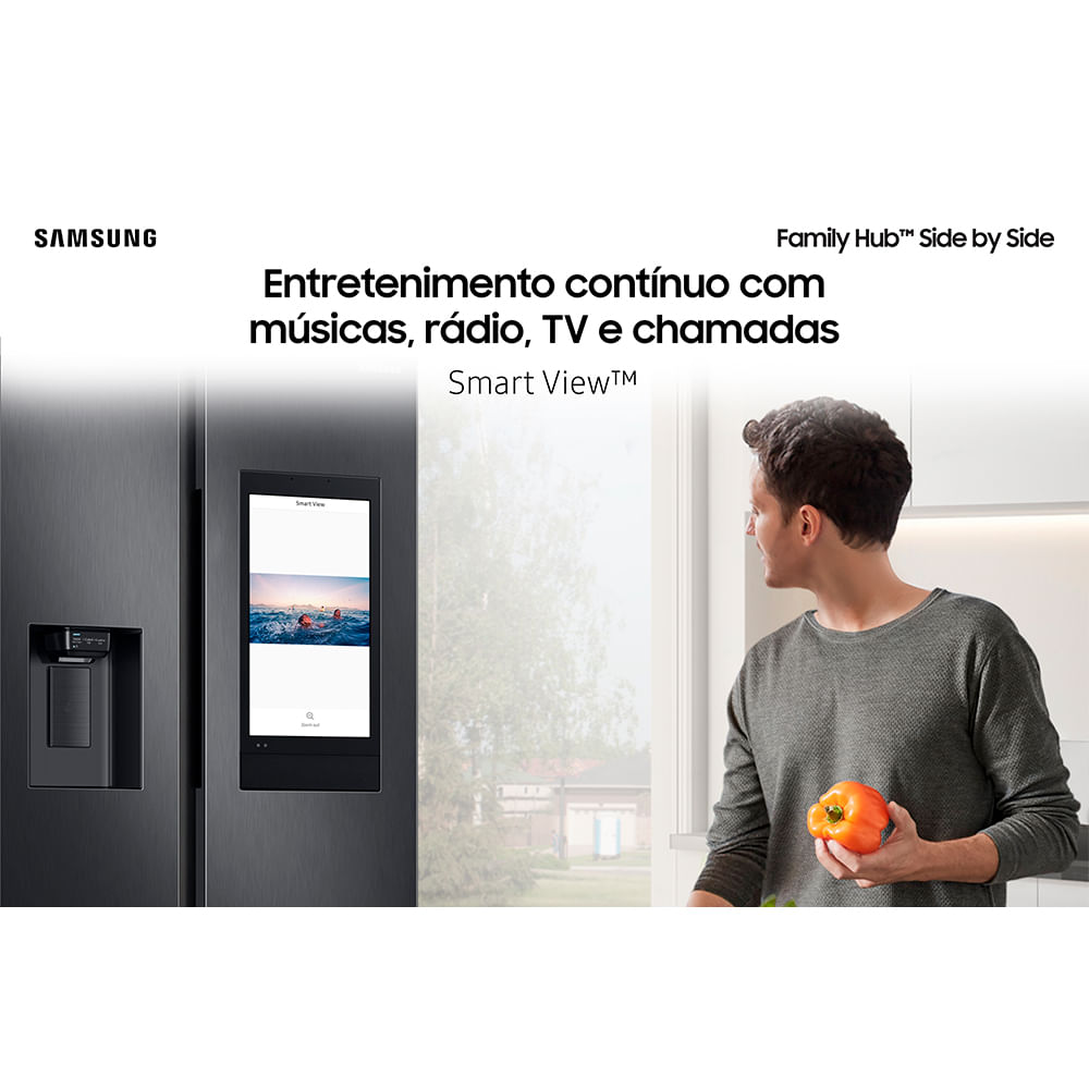 Refrigerador Side by Side Family Samsung de 02 Portas Frost Free, 585 Litros, Painel Eletrônico, Inox e Preto - RS58T5561B1