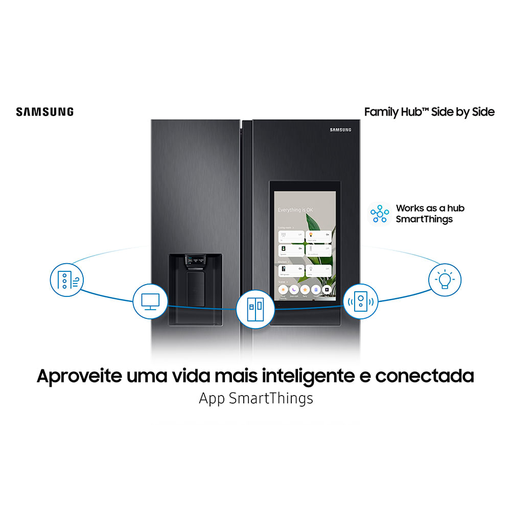 Refrigerador Side by Side Family Samsung de 02 Portas Frost Free, 585 Litros, Painel Eletrônico, Inox e Preto - RS58T5561B1