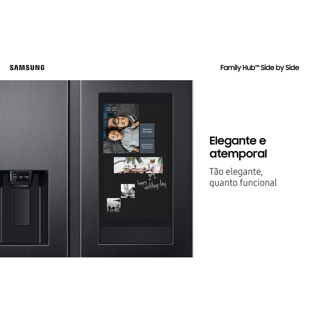 Refrigerador Side by Side Family Samsung de 02 Portas Frost Free, 585 Litros, Painel Eletrônico, Inox e Preto - RS58T5561B1