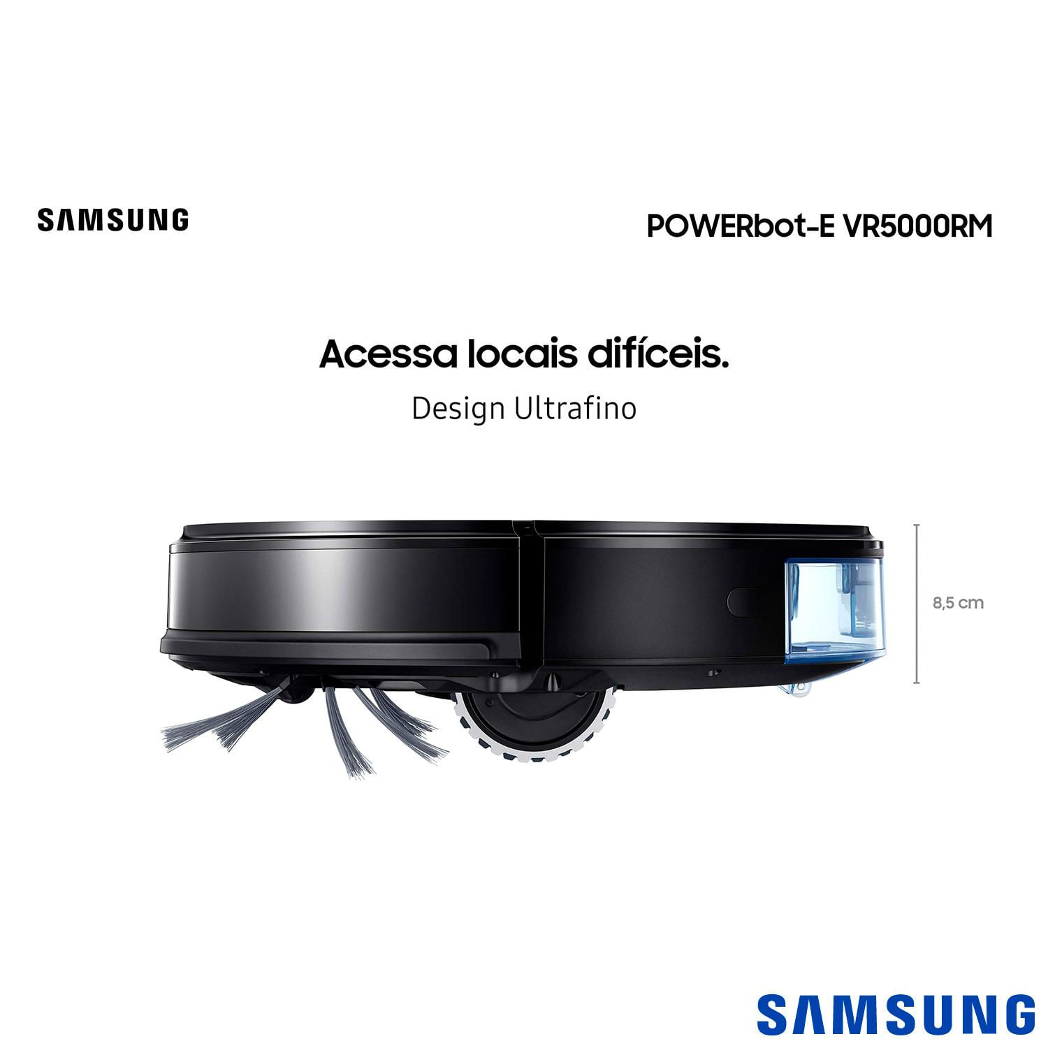 Robô Aspirador VR5000RM Powerbot-e Samsung 2 em 1: Aspira e passa pano com WI-FI - VR05R5050WK/AZ