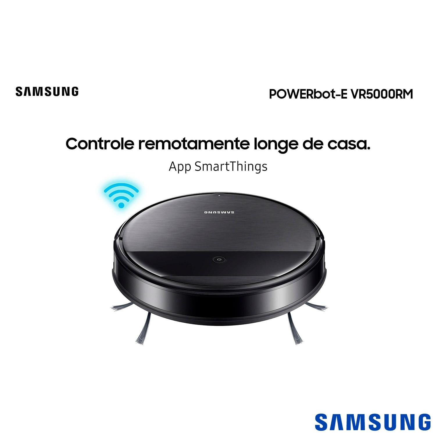Robô Aspirador VR5000RM Powerbot-e Samsung 2 em 1: Aspira e passa pano com WI-FI - VR05R5050WK/AZ