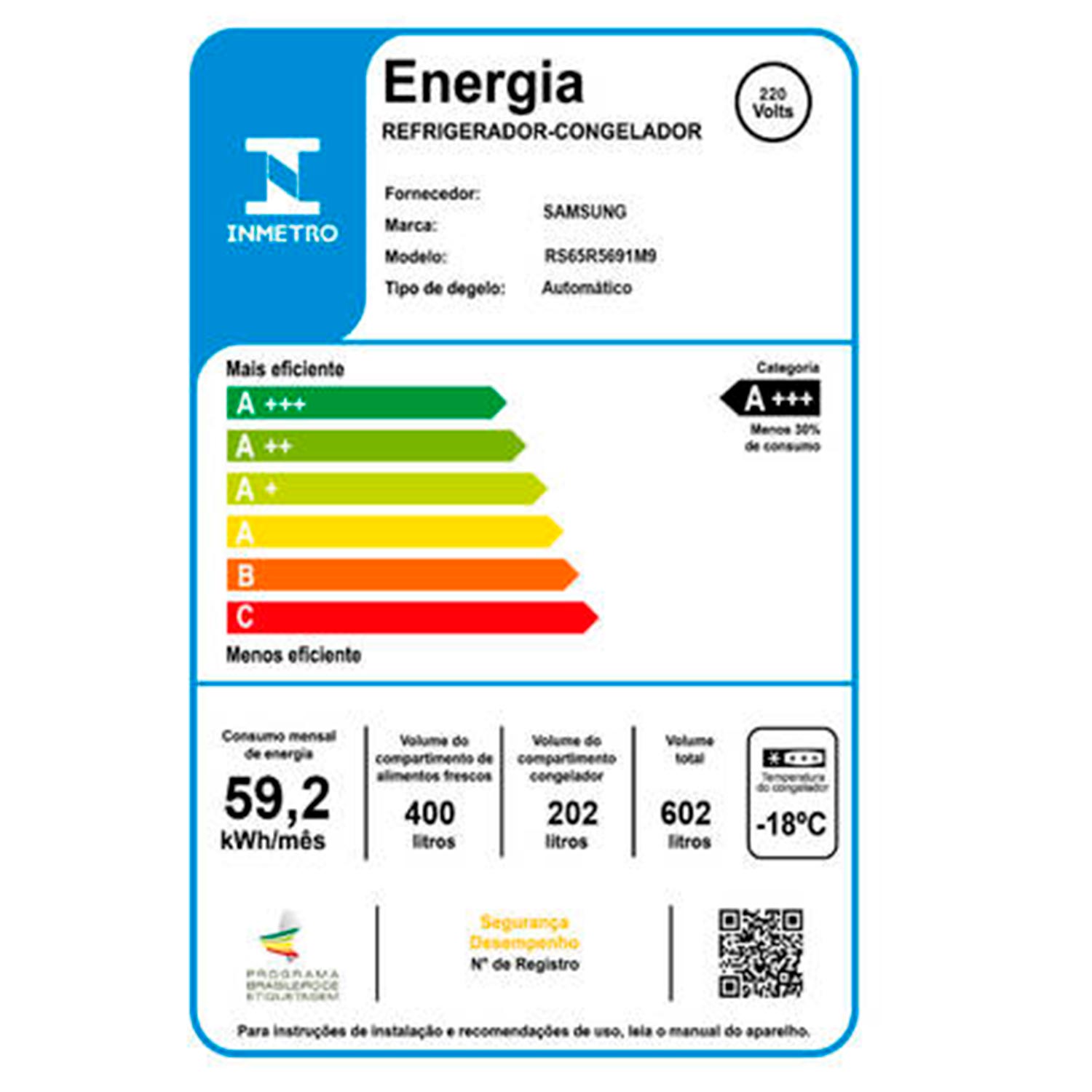 Refrigerador Side by Side Family Samsung de 02 Portas Frost Free, 585 Litros, Painel Eletrônico, Inox e Preto - RS5