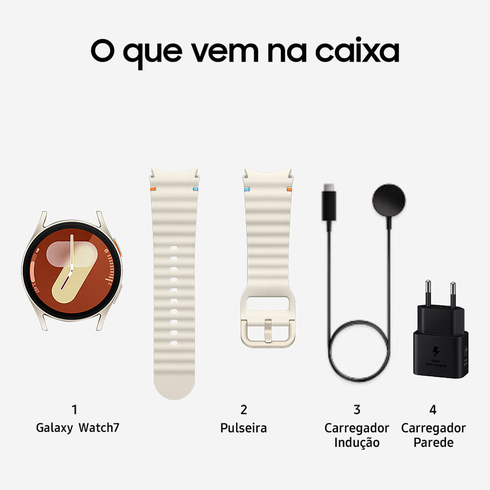 Galaxy Watch 7 LTE 40mm Samsung Creme com 1,31", 4G e 32GB