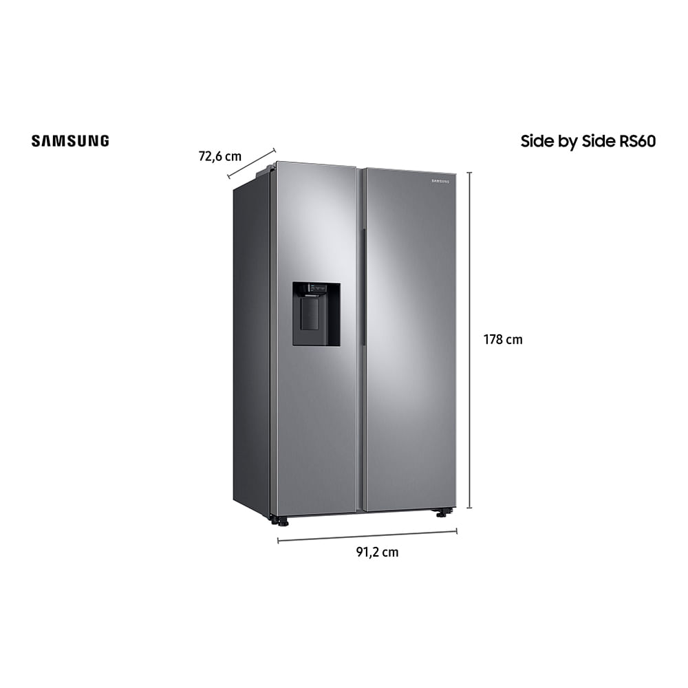 Refrigerador RS60 Samsung Side by Side Inverter 602 Litros com All Around Cooling™ e SpaceMax™ Inox Look - RS60T5200S9
