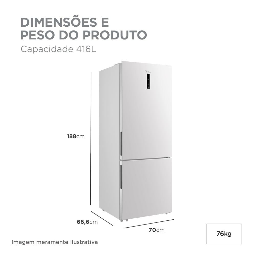 Refrigerador de 02 Portas Midea Inverse Frost Free com 416 Litros Inverter Branco Bivolt - MDRB593FGD013