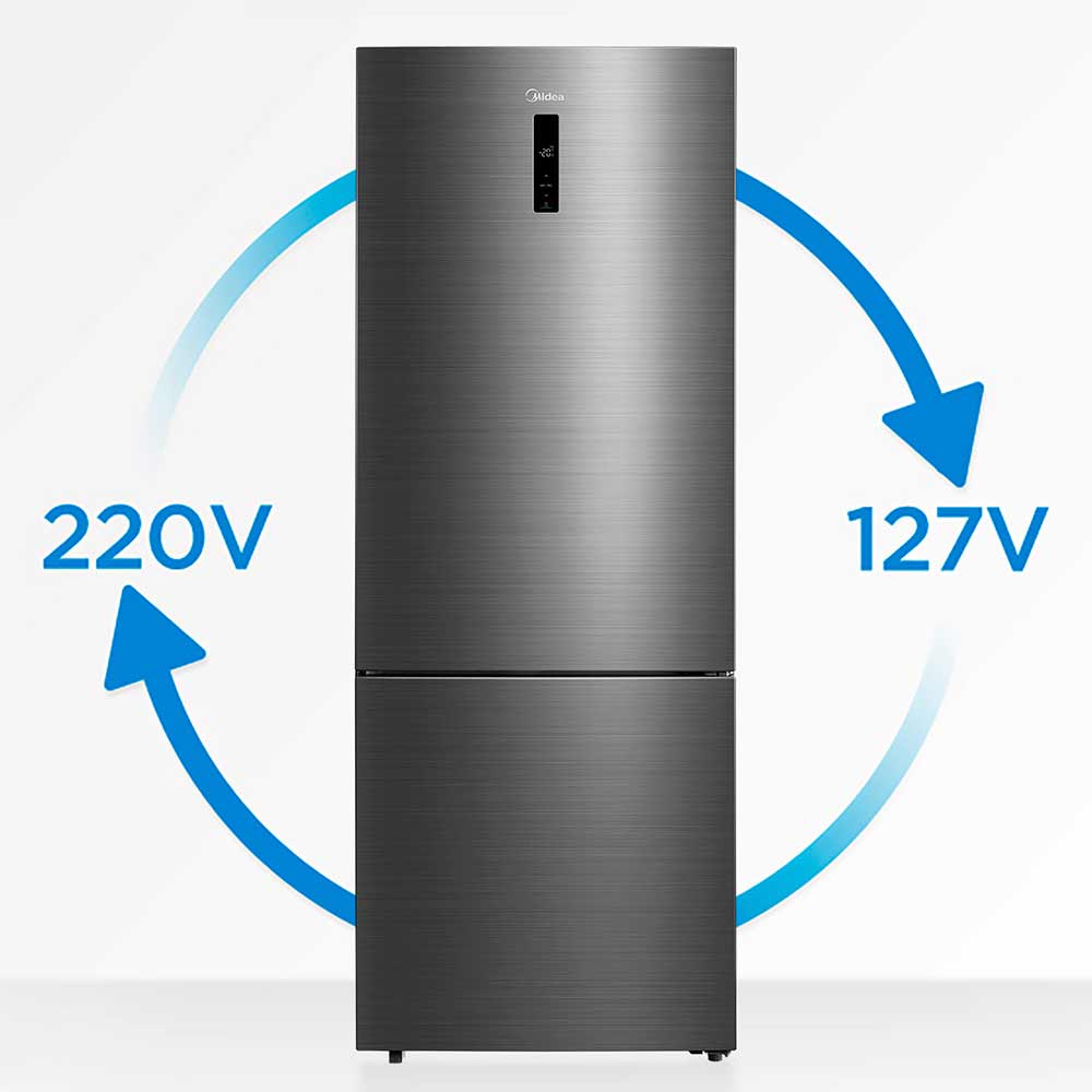 Refrigerador Inverse Midea de 02 Portas Frost Free com 416 Litros Inox Bivolt - MDRB593FGD463