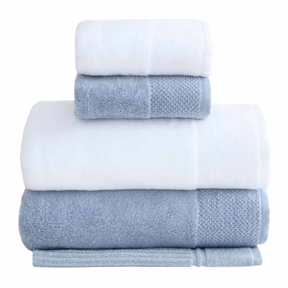 Jogo de Toalhas Hannah Intense Air de Banho com 05 Peças Branco e Azul - Buddemeyer