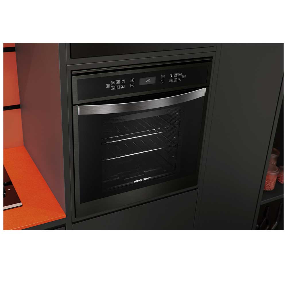 Forno Elétrico de Embutir Brastemp Eclipse Collection com 84 Litros de Capacidade, Grill Black Inox - BOT84AP