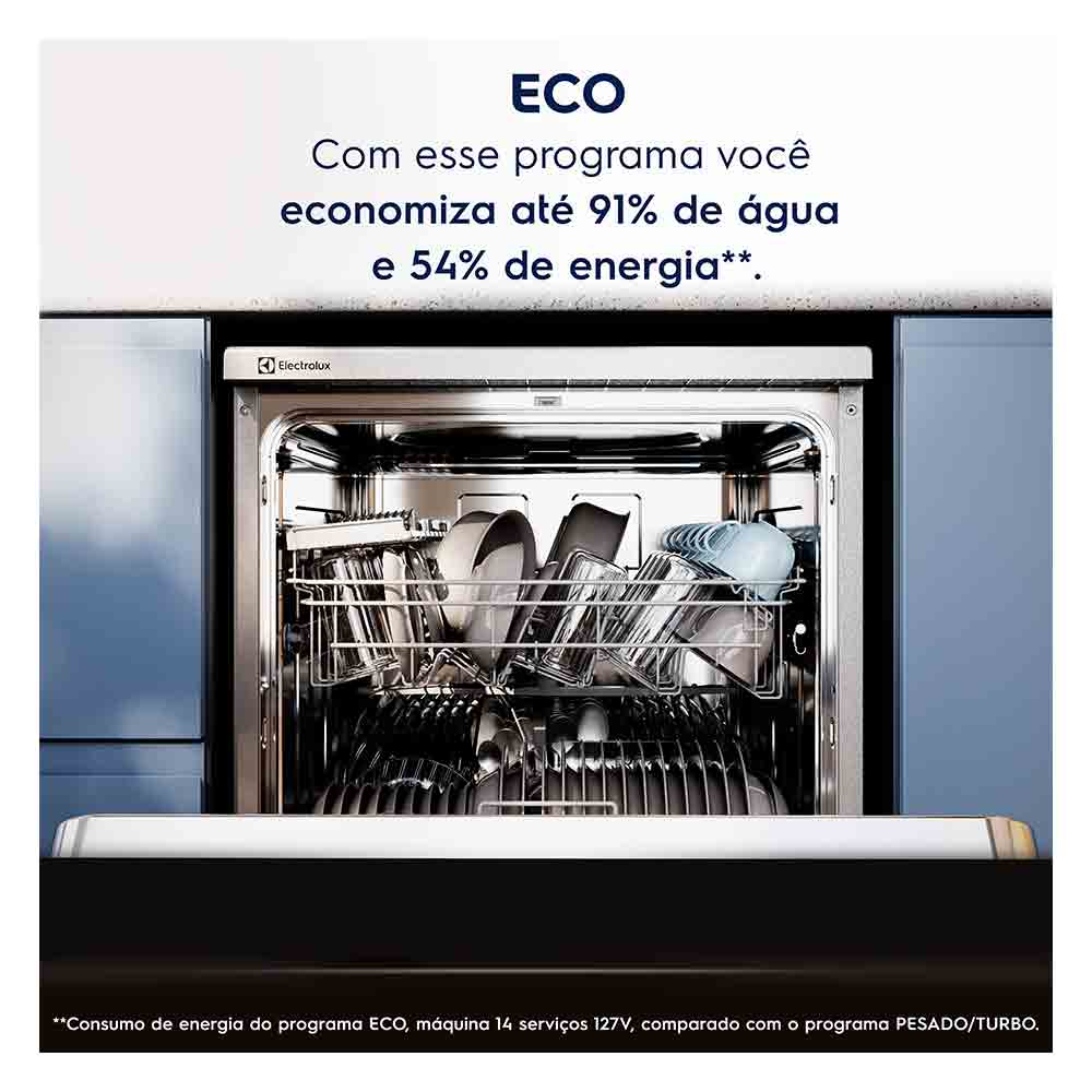 Lava-Louça Electrolux 14 Serviços Inox com Programa Lava e Seca 50' LS14E 220V