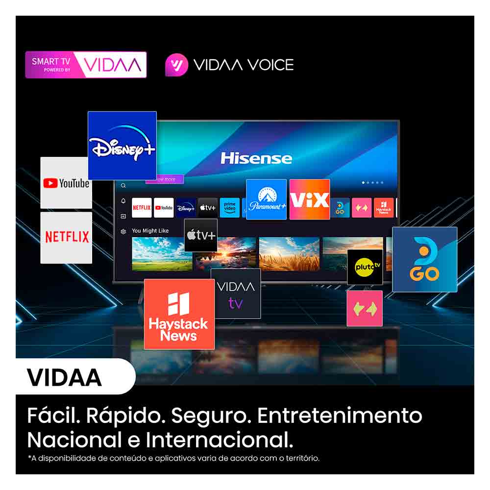 Smart TV Hisense DLED 4K 70" Polegadas 70A51HUV com LED Sleep Timer, Entrada HDMI e Wi-fi