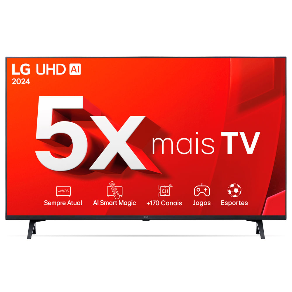 Smart TV LG 4K 43" UHD Processador a5 Ger7 AI Alexa/Chromecast Integrado Otimizador de Jogos webOS 24 - 43UT8000PSA
