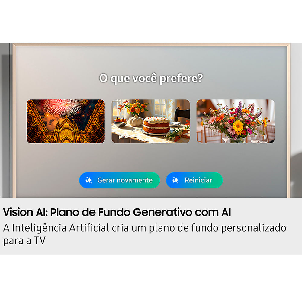 Smart TV Samsung Vision AI 55" Polegadas QLED 4K LS03F 2025, The Frame, Processador com AI e Alexa Integrada