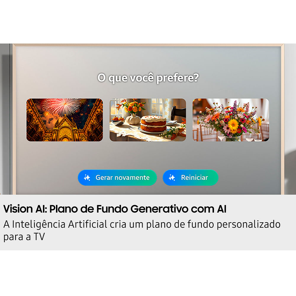 Smart TV Samsung Vision AI 55" Polegadas QLED 4K LS03F 2025, The Frame, Processador com AI e Alexa Integrada