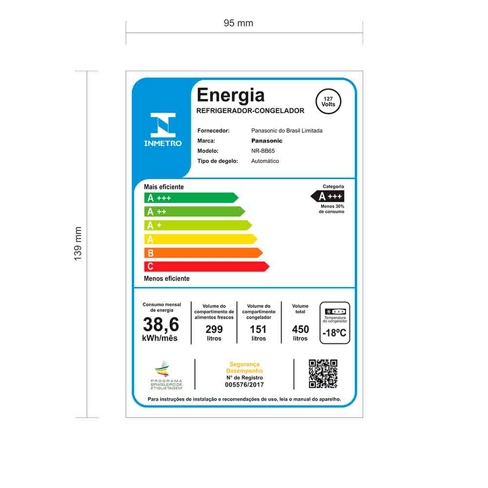 Refrigerador Panasonic de 02 Portas Frost Free com 450 Litros Bottom Freezer Preto - NRBB65GV