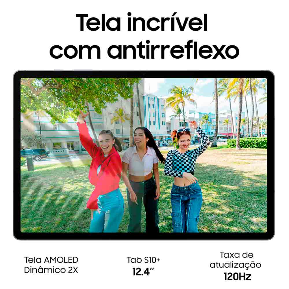 Tablet Samsung Galaxy Tab S10+ Cinza com 12,4", Wi-Fi, Android 14, Processador MediaTek Dimensity 9300 e 512GB