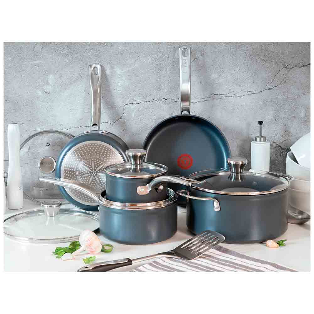 Jogo de Panelas Tefal Platinum Alumínio Revestido Azul 05 Peças