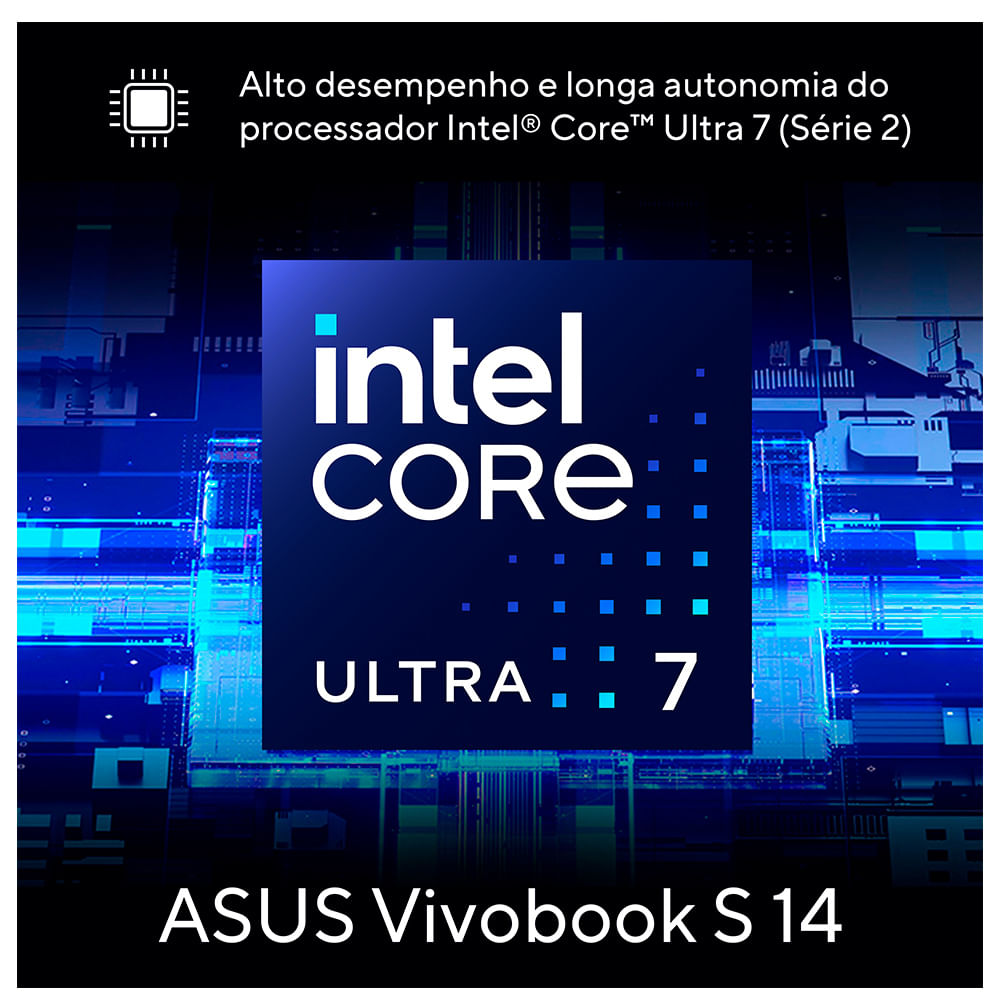 Notebook Asus VivoBook S 14, Core Ultra7 258V, 32GB, 1TB GB SSD, Tela de 14" OLED, Mist Blue - S5406SA-PP097W